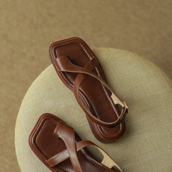 Women's Retro Black Comfortable Roman Shoes - Image 6