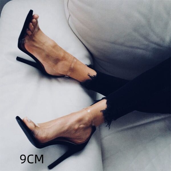 Genuine Leather Simple Fashion Strap Transparent High Heel Sandals - Image 6
